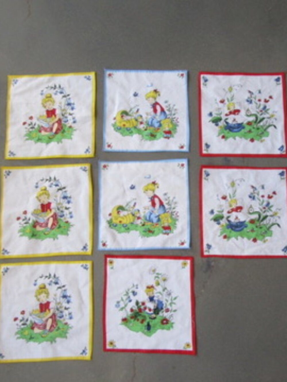 Lot of 10 Vintage Merrysquare Children's Handkerchiefs